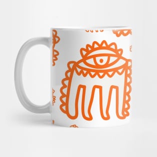 Orange Cyclops Graffiti Pattern Art Mug